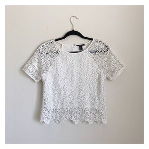 Forever 21 White Crochet Top